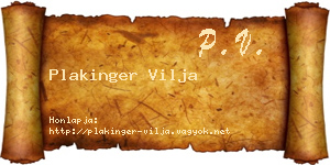 Plakinger Vilja névjegykártya